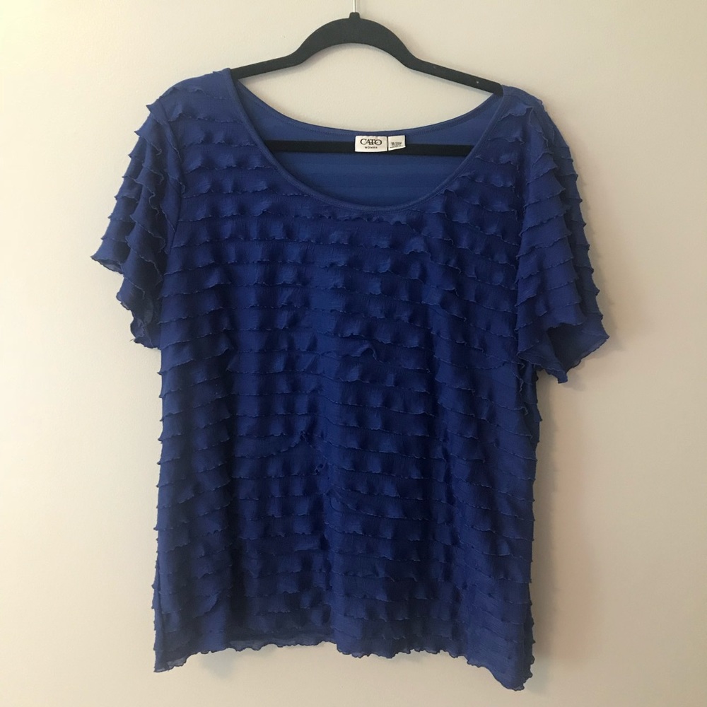 CATO Blue Ruffle Blouse